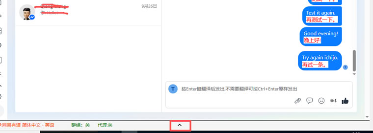 点击向上箭头展开外挂翻译
